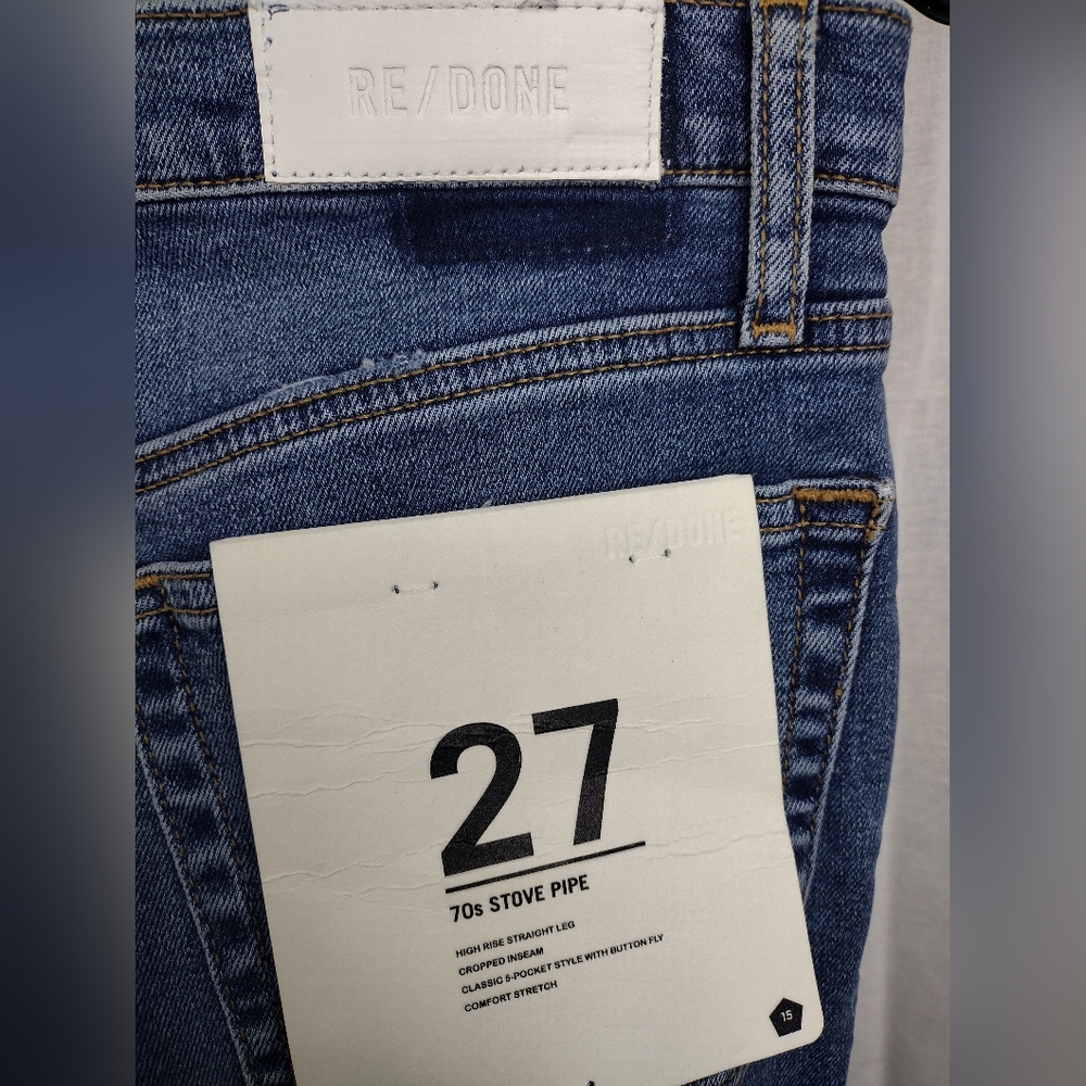 Re/Done 70s Stove Pipe Jeans Women's Size 4 Western Blue NWT - Picture 11 of 13